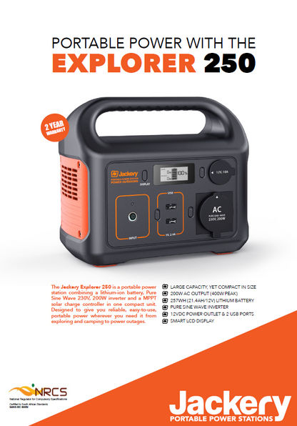 Description of Jackery Explorer 250 portable power station.