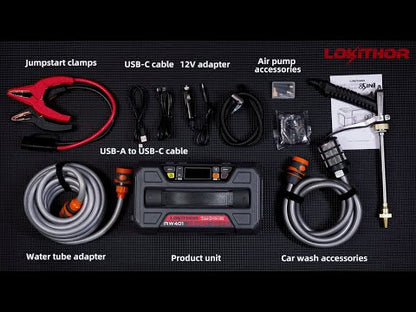 LokiThor 5 in 1 Jump starter, water pump, air inflator, powerbank and LED lighting